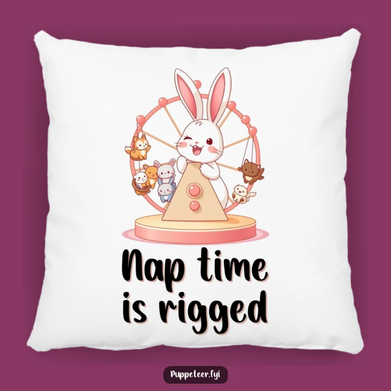 Funny Bunny Puppet Ferris Wheel Pillow: Cozy Joyful Accent Gift