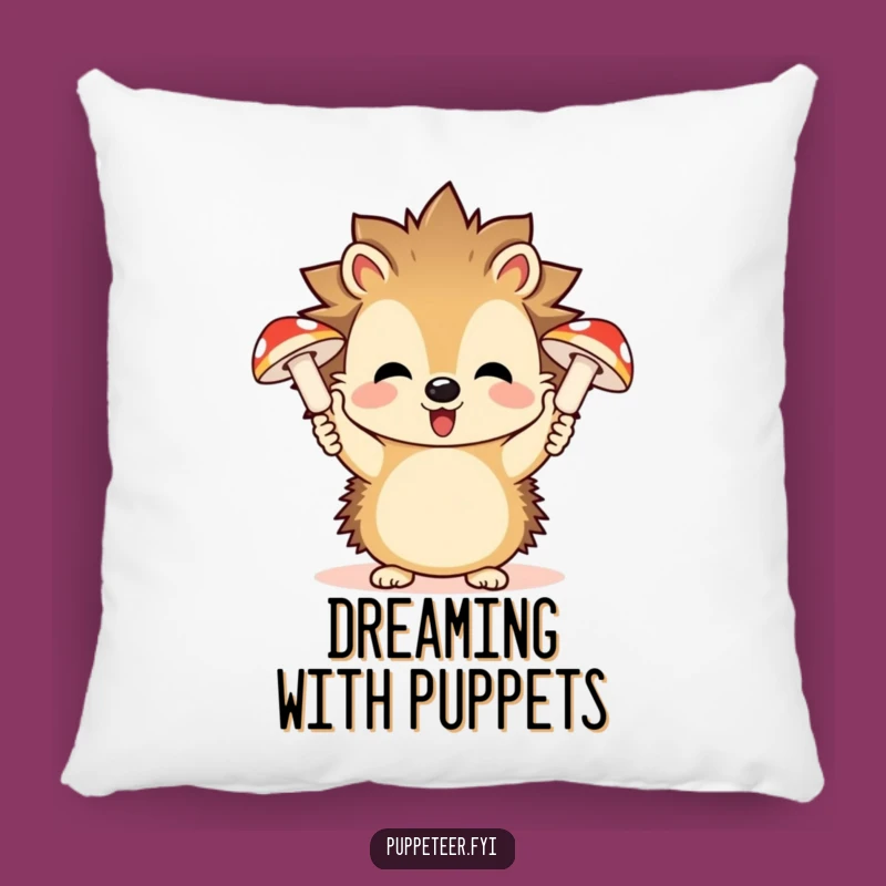 Funny Hedgehog Mushroom Puppets Pillow: Soft & Hilarious Forest Accent Pillow