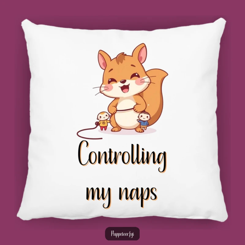 Funny Squirrel Puppet Master Pillow: Cheerful Controller Comfort for Playful Spaces