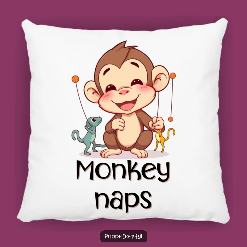 Funny Monkey Puppet Master Pillow: Delighted Character's Cozy Intricate Control Gift