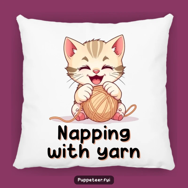 Cozy Funny Kitten Yarn Controller Pillow: Soft Paws Comfort, Adorable Cat Gift