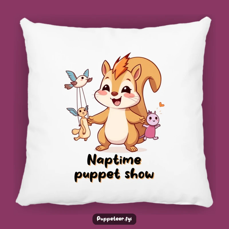 Funny Squirrel Puppet Master Pillow - Comfy & Hilarious Home Decor Gift