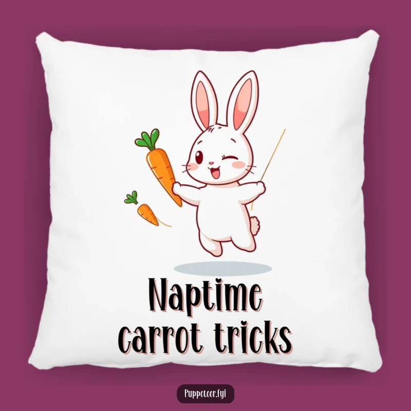 Snuggly Rabbit Carrot Puppet Pillow: Dancing Dreams!