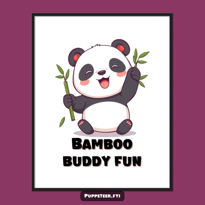 Funny Panda Digital Art: Playful Puppet Print, Instant Cute Download Gift