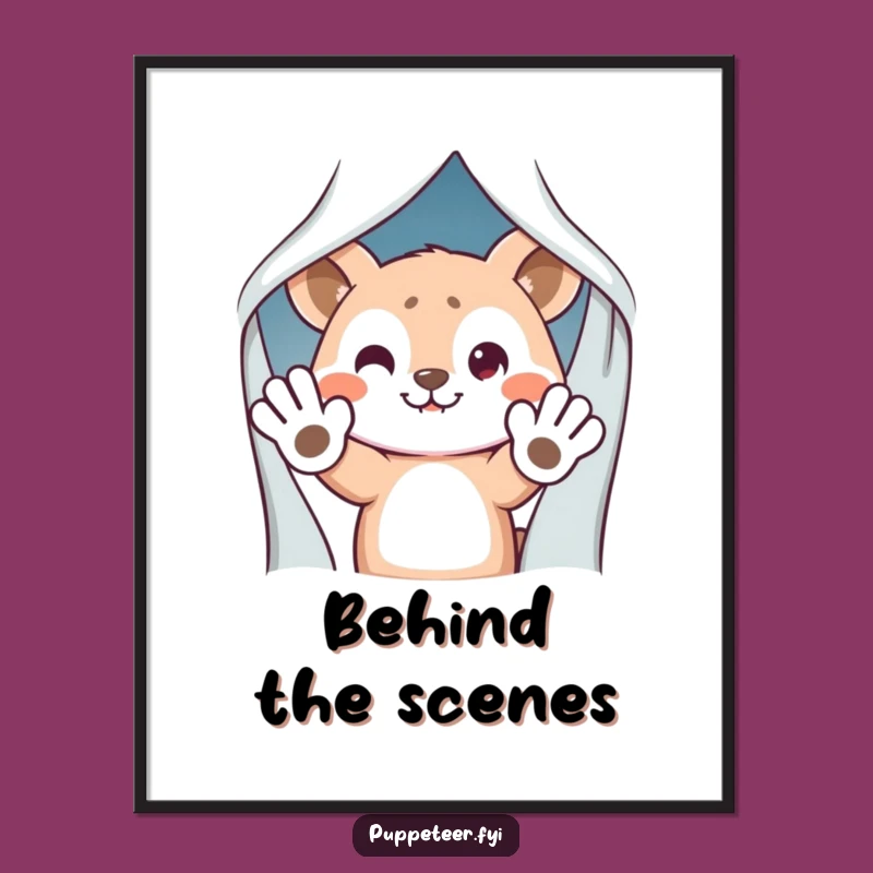 Funny Animal Hiding Digital Art Print - Mischievous Puppet Hands Decor Gift