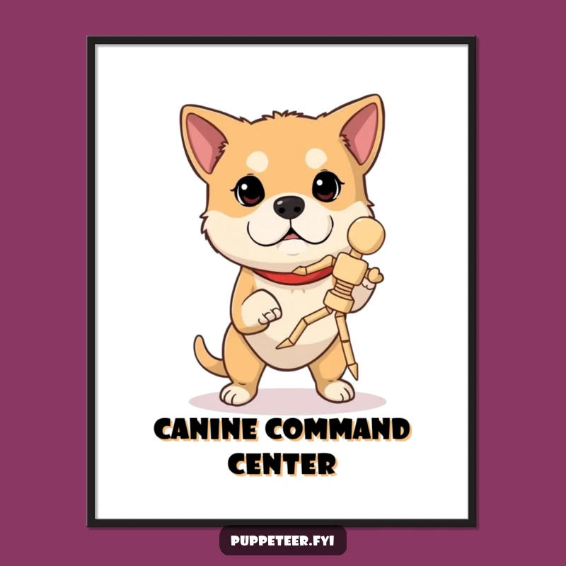 Funny Determined Dog Marionette Digital Print: Concentrating Canine Art for Skillful Decor