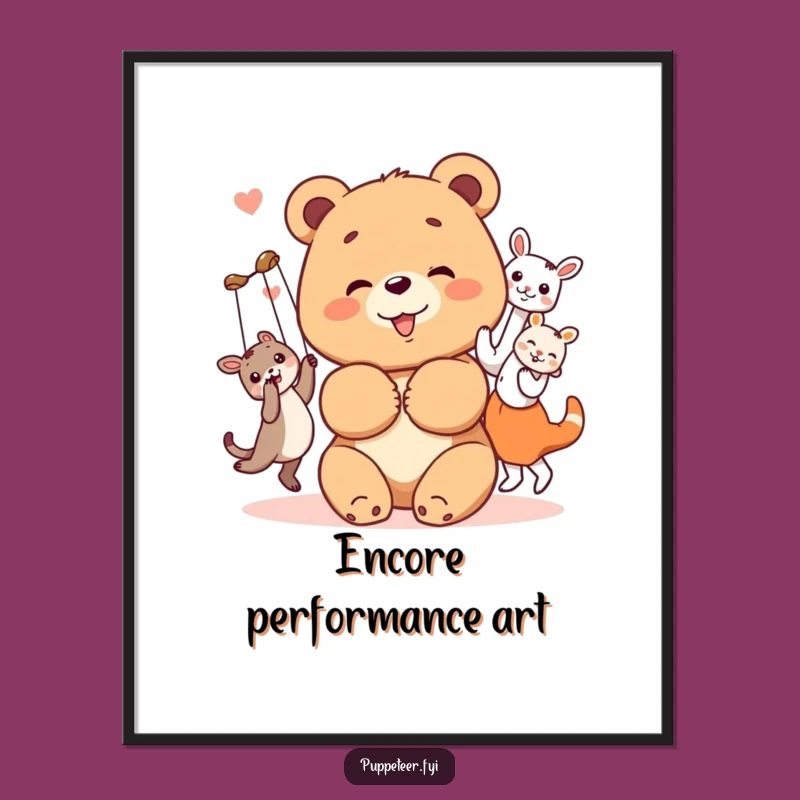 Funny Bear Cub Digital Art: Puppet Show - Instant Gift