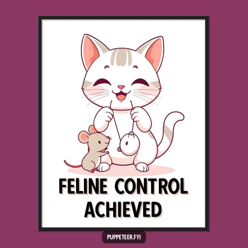 Funny Cat Strings Digital Art - Instant Download, Playful Decor Gift
