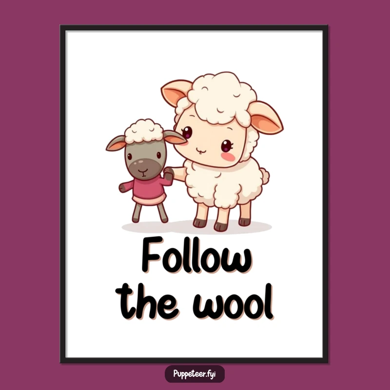 Funny Guiding Sheep Digital Print: Gentle Kawaii Art for Heartwarming Spaces