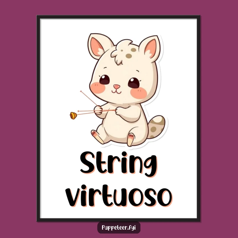 Funny Animal Puppet Master Digital Art Print - Cheerful Strings Focus Decor Gift