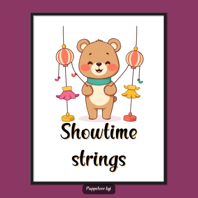 Funny Bear Puppet Master Digital Art: Instant Humorous Decor
