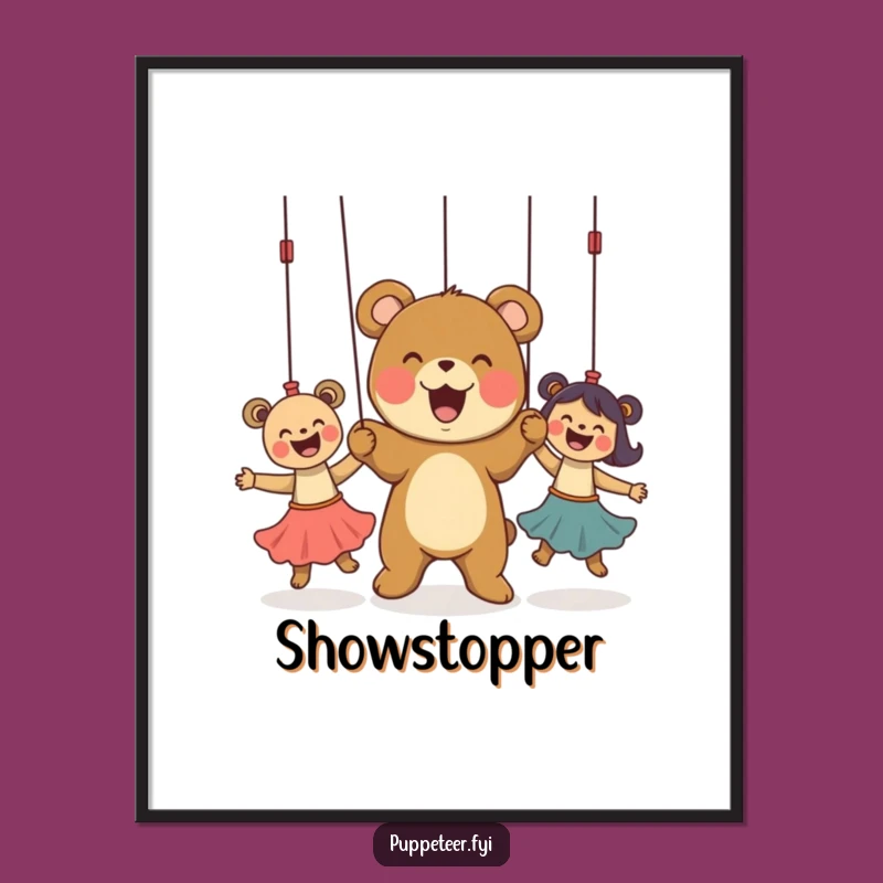 Funny Bear Puppet Master Digital Art: Instant Whimsy for Your Walls, A Playful Funny Gift!
