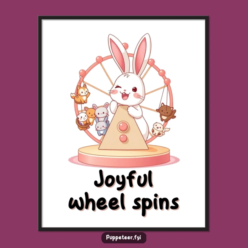 Funny Bunny Ferris Wheel Digital Art: Joyful Puppet Scene Gift