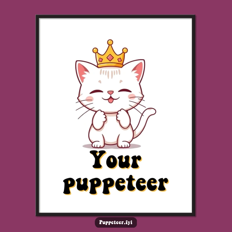 Funny Cat Crown Digital Print - Mischievous Art for Instant Regal Charm