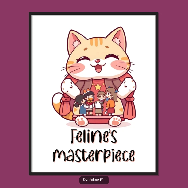 Funny Cat Puppet Show Digital Art: Instant Feline Decor