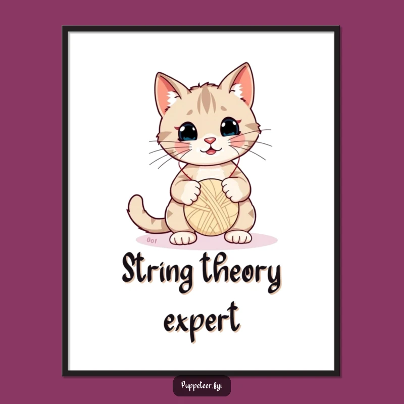 Funny Cat Yarn Puppet Master Digital Print - Instant Whimsy for Your Walls