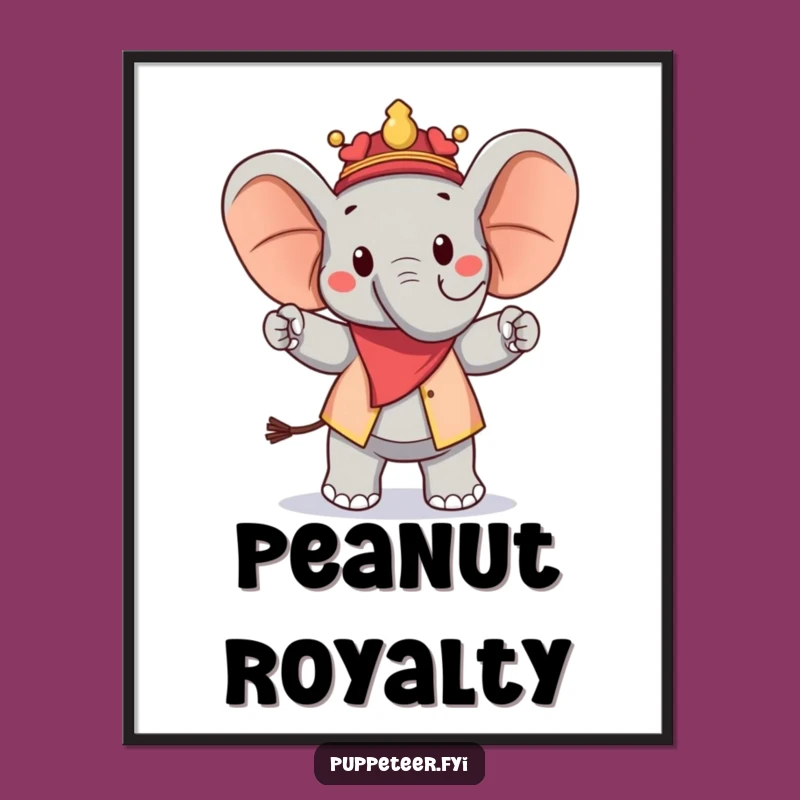 Funny Elephant Puppet Master Digital Art: Cheerful Peanut Puppet Decor