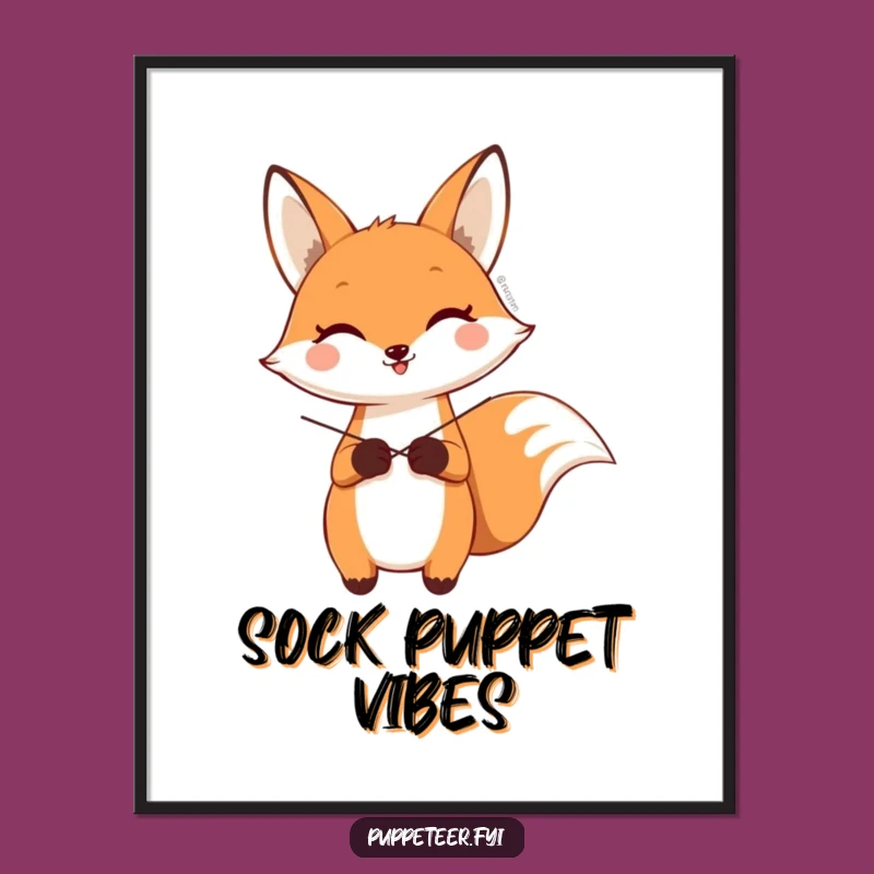 Funny Fox Sock Puppet Digital Art: Instant Playful Decor