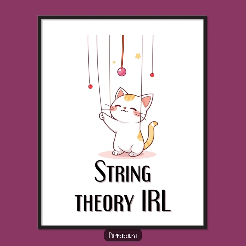 Funny Kawaii Cat Puppet Master Digital Print: Instant Whimsy, A Hilarious Gift for Walls