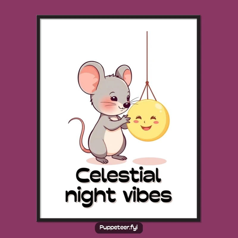 Funny Mouse Moon Puppet Digital Art: Instant Whimsy for Your Space