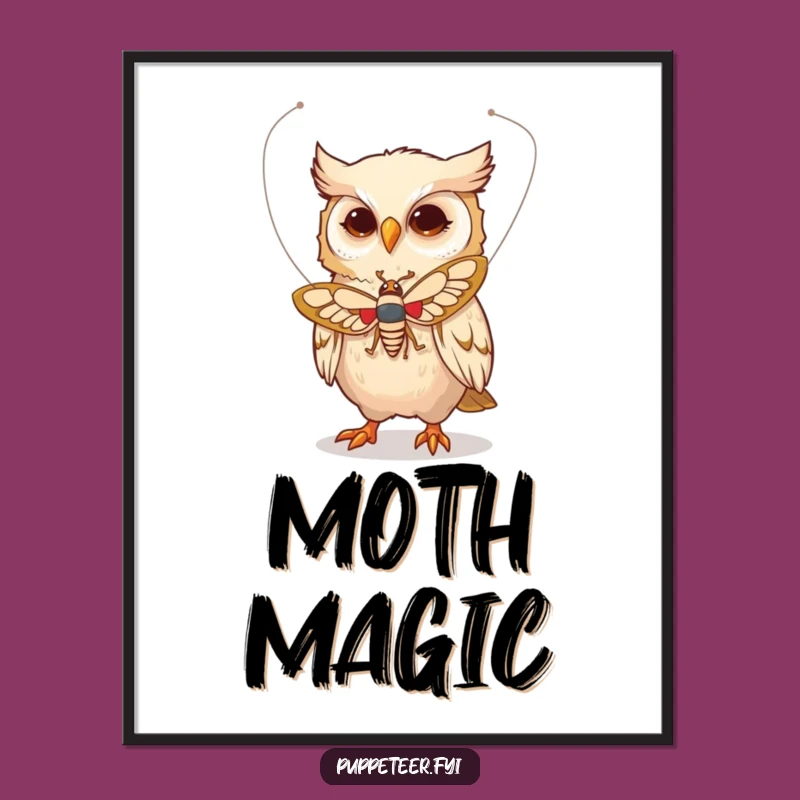 Funny Owl Moth Puppet Digital Art: Instant Whimsical Decor Download
