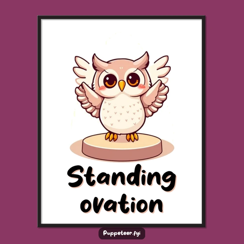 Funny Owl Spotlight Digital Print - Cheerful Bird Art for Instant Joy