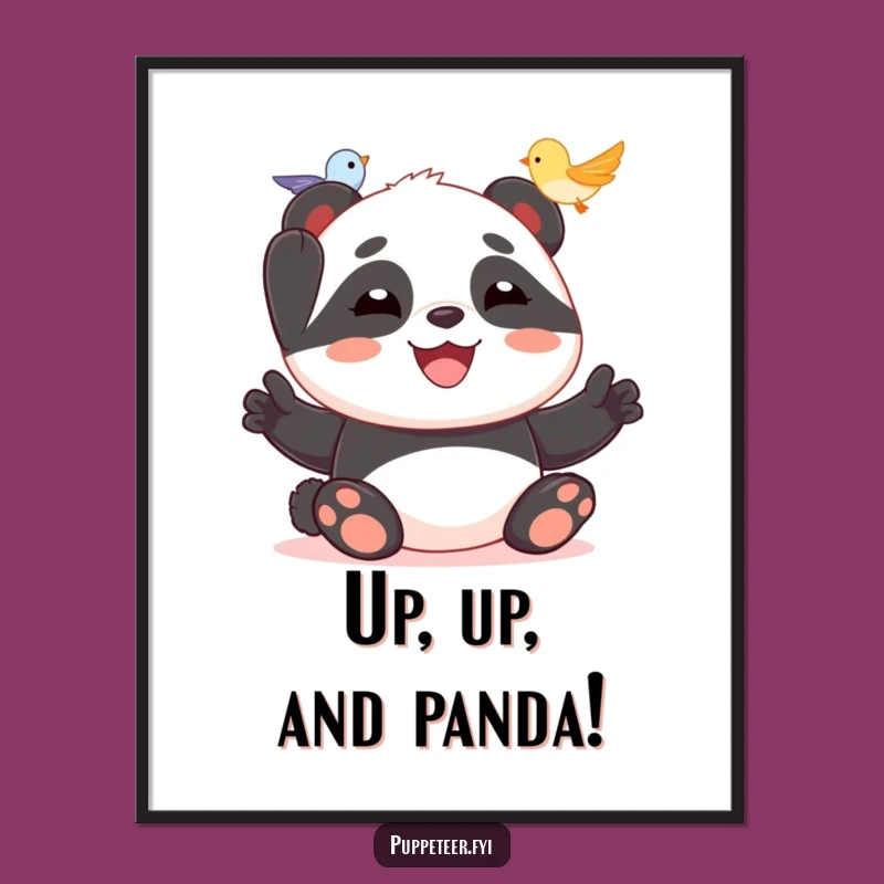 Funny Panda Bird Puppet Digital Art: Instant Joyful Decor