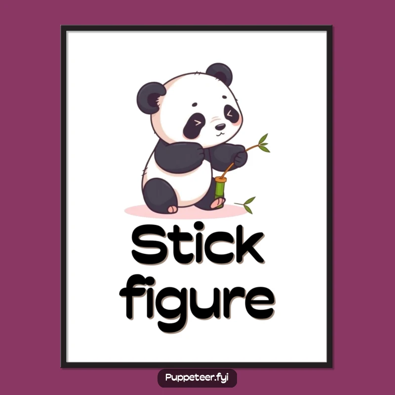 Funny Panda Puppet Digital Art: Playful Panda's Bamboo Creation, Instant Charm!