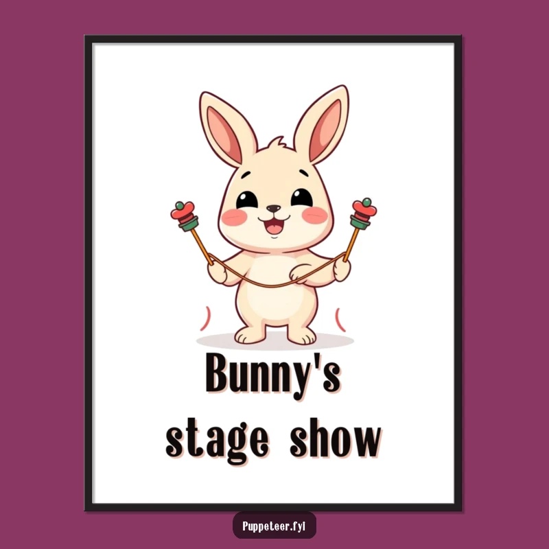 Funny Rabbit Puppet Master Digital Art: Instant Cheerful Decor