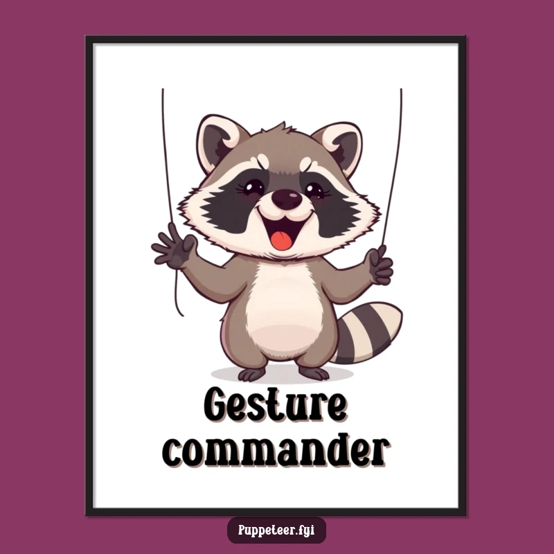 Funny Raccoon Puppet Master Digital Print - Instant Wild Wall Art