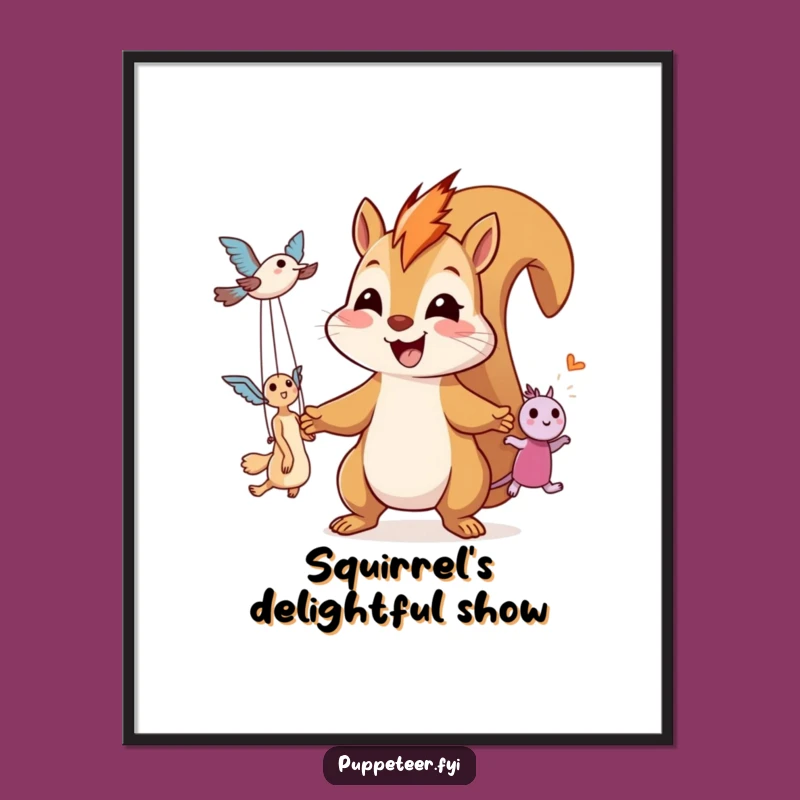 Funny Squirrel Puppet Master Digital Art - Printable Hilarious Wall Decor Gift