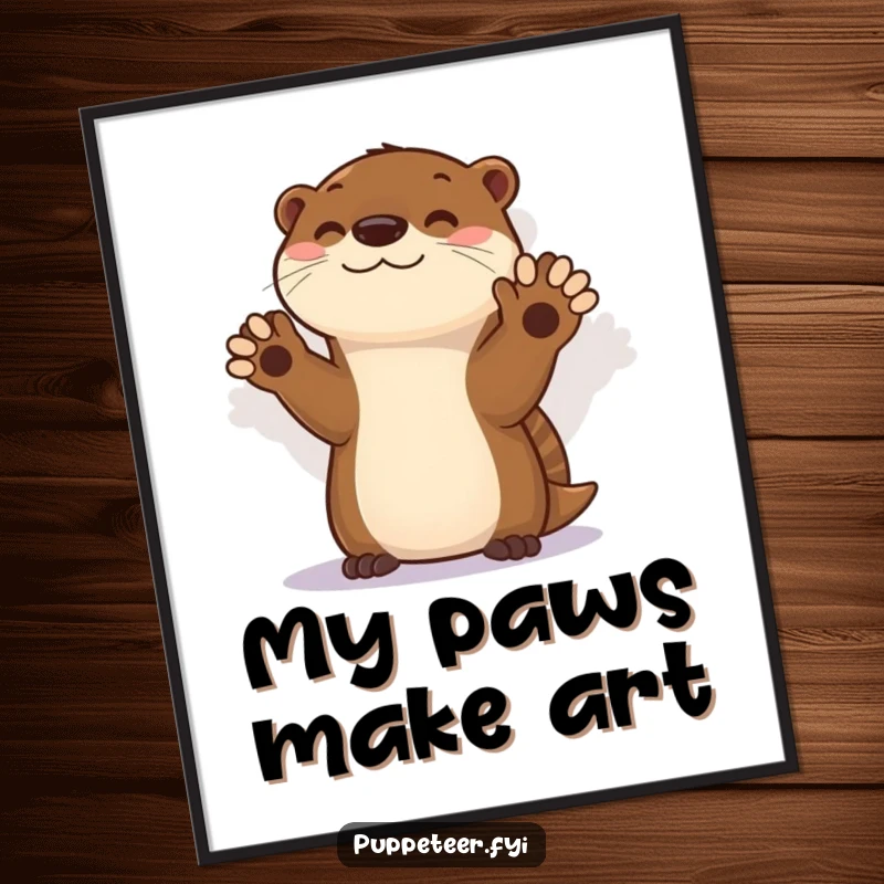 Funny digital art print of an otter creating shadow puppets, a delightful and humorous piece ready for instant download and display.