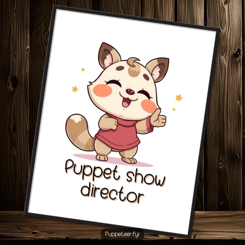 Funny Digital Art: A giggling animal masterfully directs a puppet in a hilarious, exaggerated dance, capturing pure comedic delight.