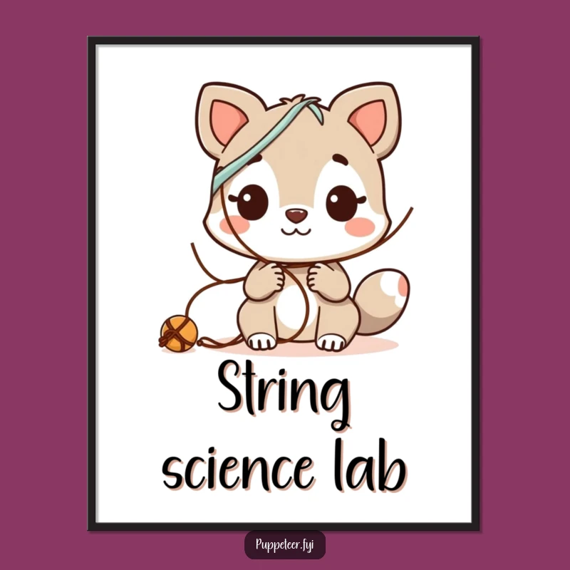 Funny Animal Inventor Digital Art Print - Curious Strings Experiments Decor Gift