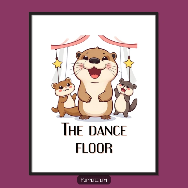 Funny Otter Puppet Dancer Digital Art: Instant Joyful Wall Decor