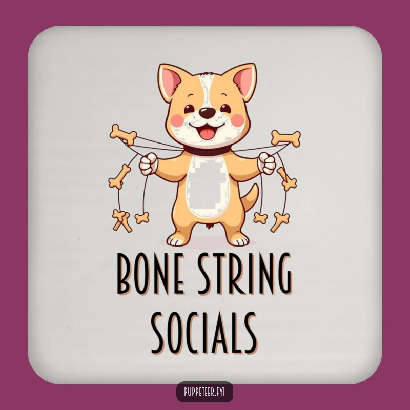Funny Dog Puppet Master Coasters: Protect Surfaces with Marching Bones, Gift Set
