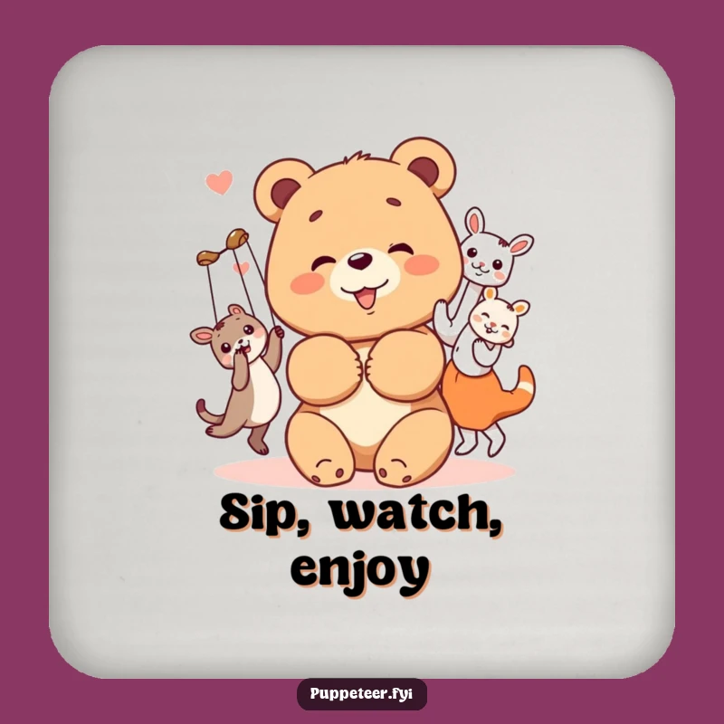 Funny Bear Cub Coaster: Puppet Show Fun - Gift Set