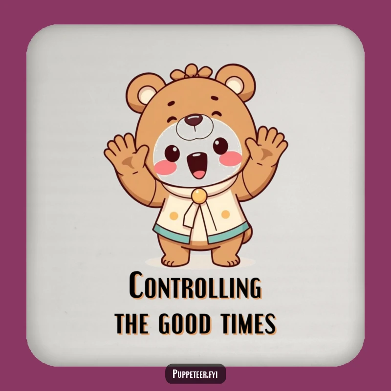 Funny Bear Puppet Master Coaster Set - Playful Table Protection, Hilarious Gift