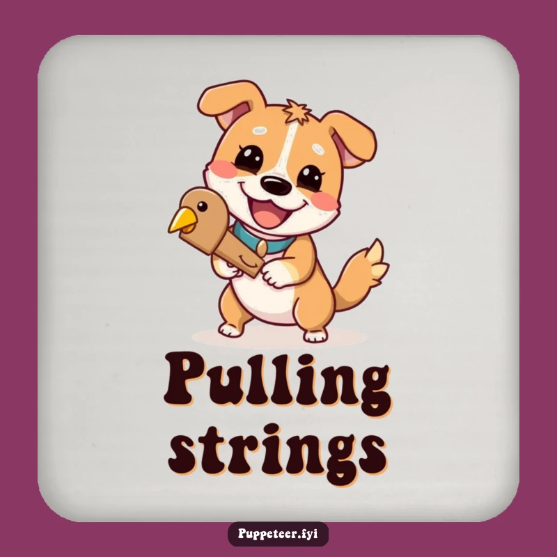 Funny Dog Puppet Master Coaster Set: Cheerful Grin Dog, Protect Surfaces, Unique Funny Gift