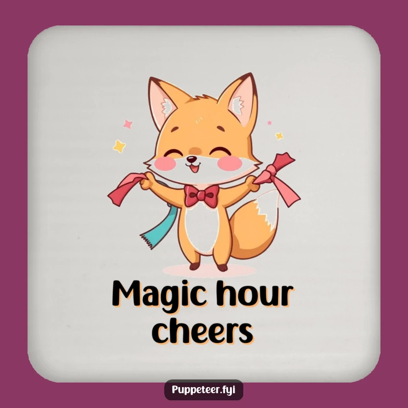Funny Fox Magician Drink Coaster: Dapper Cartoon Decor, Perfect Funny Gift