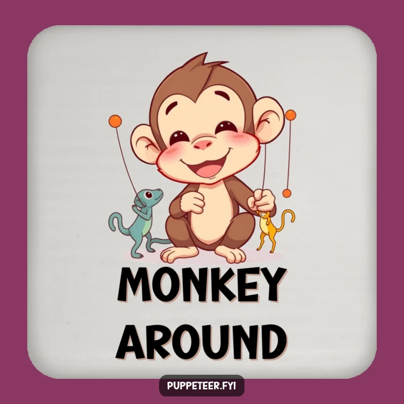Funny Monkey Puppet Master Coaster: Delighted Character's Tabletop Puppet Detail Gift