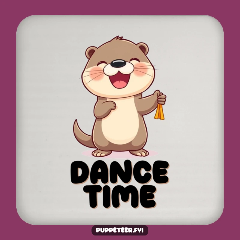 Funny Otter Puppet Dancer Coaster: Cheerful Character's Tabletop Puppet Joy Gift