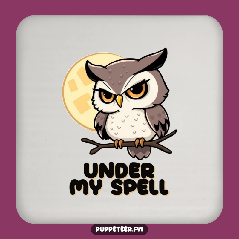 Funny Owl Drink Coaster: Moon Master Protection, Magical Table Decor Gift