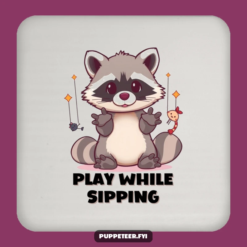 Funny Puppet Master Raccoon Coaster: Protect Surfaces with This Cute Kawaii Art