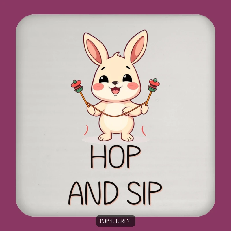 Funny Rabbit Puppet Show Coasters: Protect Tables with Charm