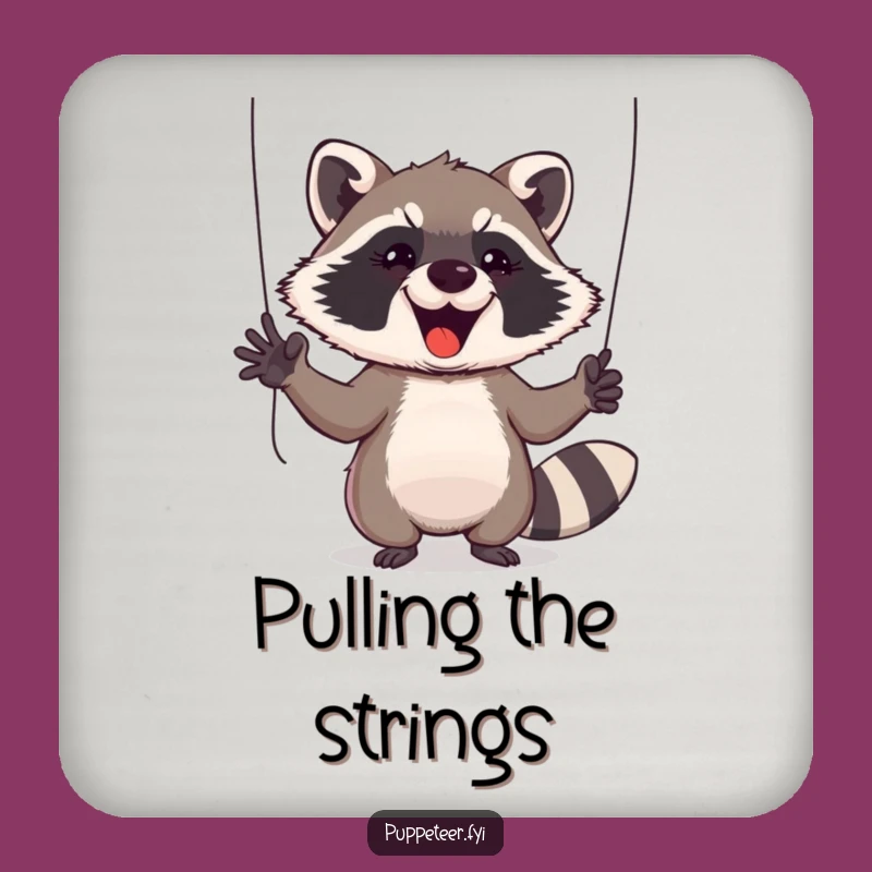 Funny Raccoon Puppet Master Drink Coaster - Protect Surfaces with Woodland Wit