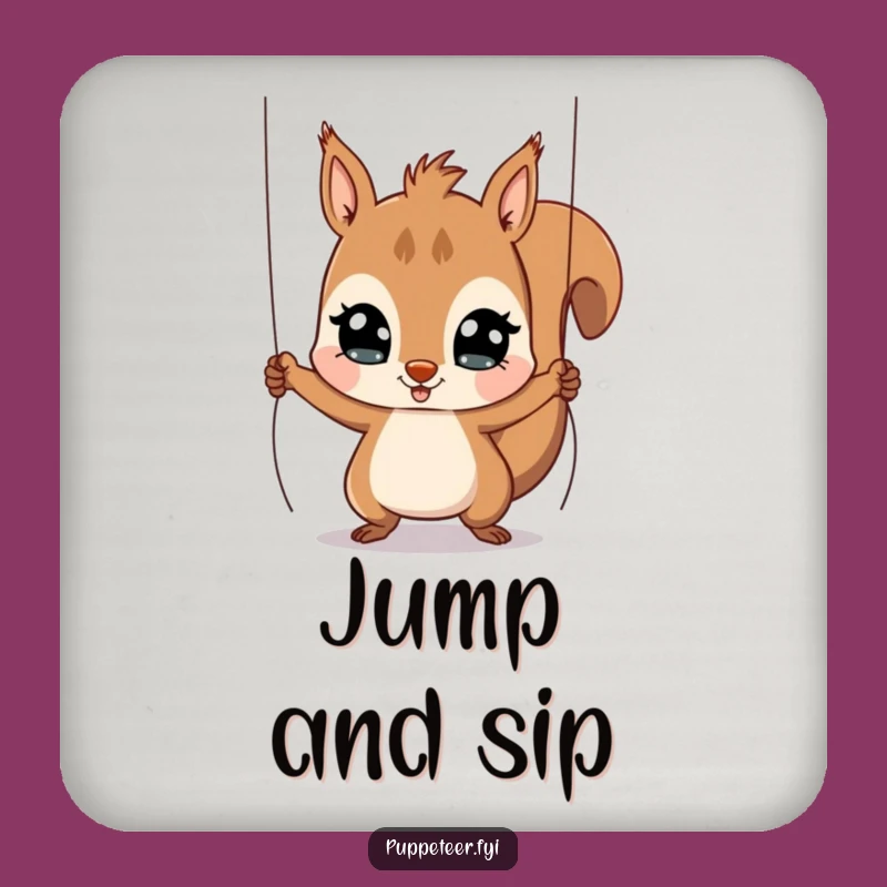 Funny Squirrel Puppet Master Coaster: Playful Character's Tabletop Puppet Jump Gift