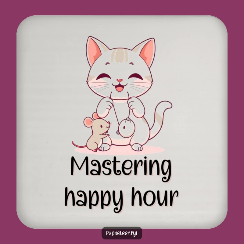 Funny Cat Strings Coaster Set - Playful Feline Protection, Hilarious Gift