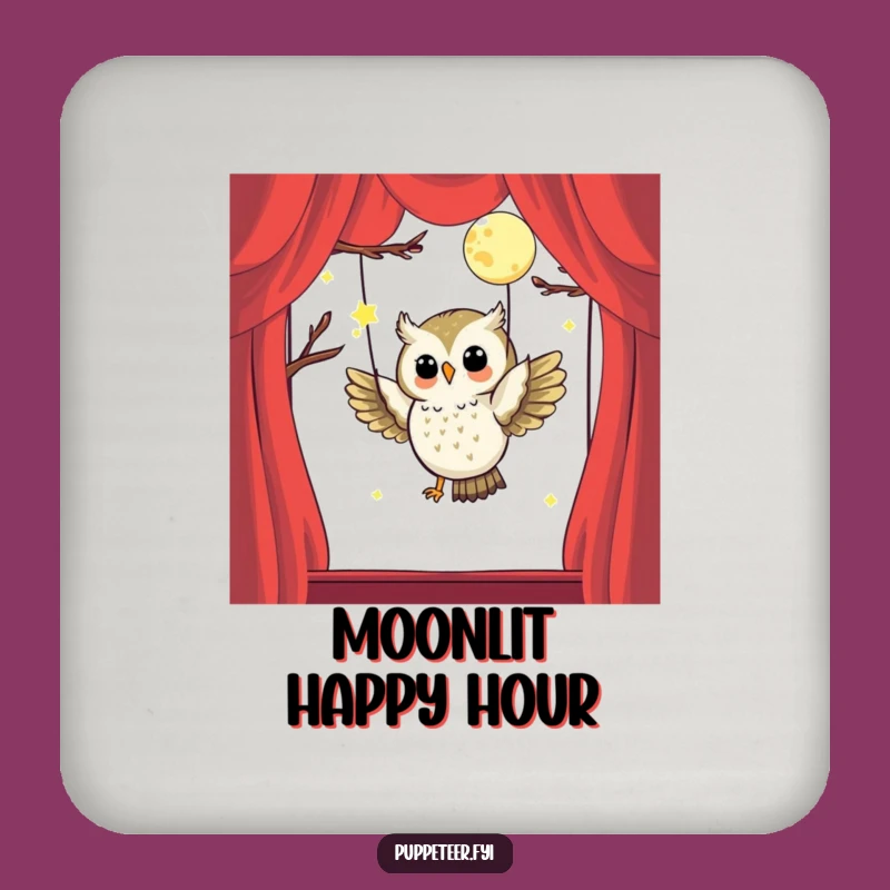 Enchanting Owl Puppet Master Drink Coaster: Protect Surfaces with Magic!
