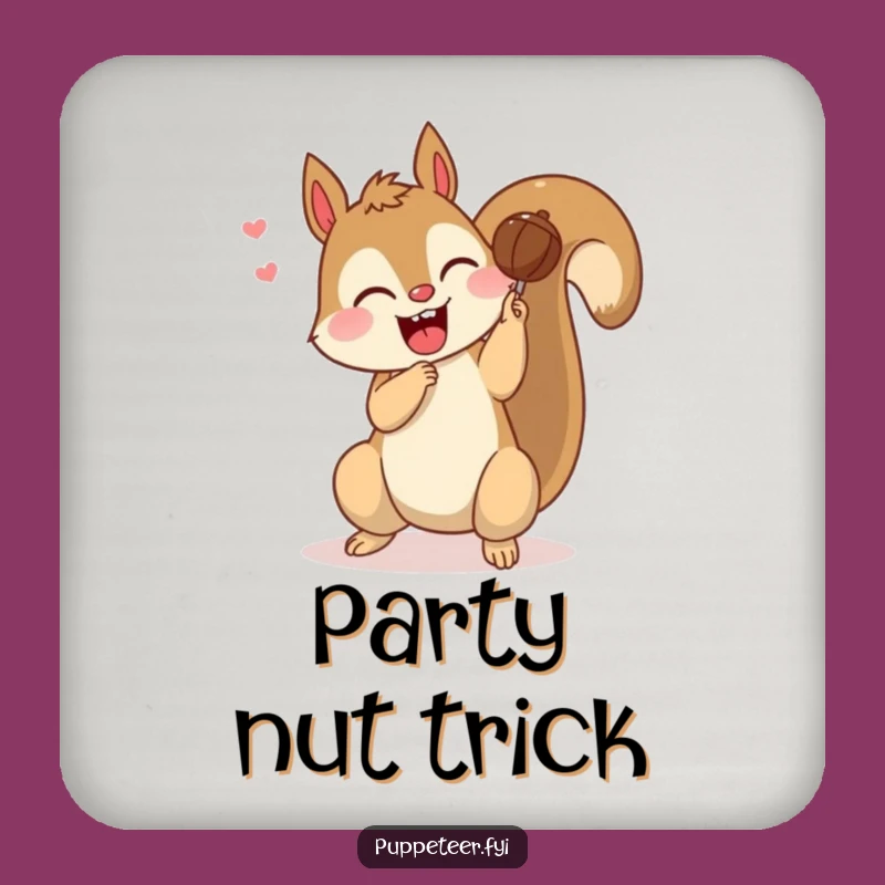Playful Squirrel Puppet Drink Coaster: Acrobatic Surface Protection!